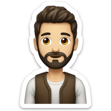 a boy with long beard, the beard are little brown color and black and hair also sticker