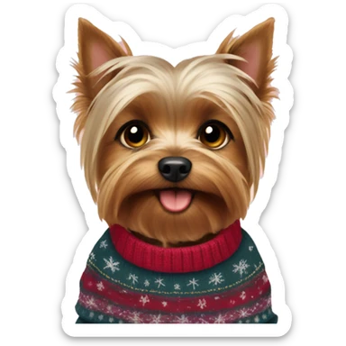 Yorkshire Terrier in a New Year's sweater sticker