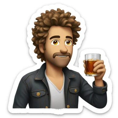 Casual male with awful hair is drinking whiskey  sticker