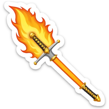 sword on fire emoji style sticker