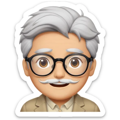 _cinematic-realistic-portrait-of-ghibli,-depicted-with--large-rectangular-glasses,-his-happy-expression-rendered-in-lifelike-detail,-illuminated-with-soft,-realistic-lighting-that-emphasizes-his-creative-genius, his eyes shut  and big bushy black eyebrows sticker