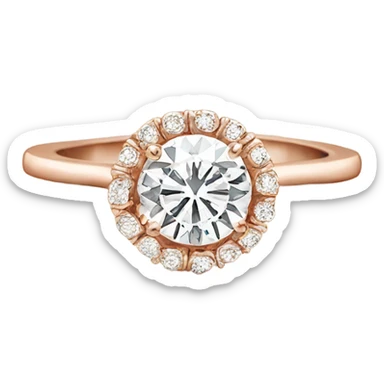 Rose gold engagement ring with round diamond sticker