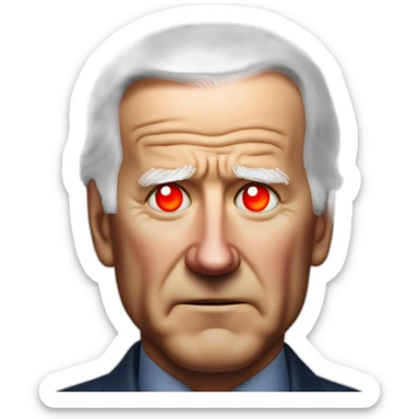 joe biden scowling with glowing red eyes sticker