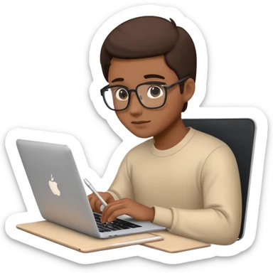 PERSONA ESTUDIANDO CON UN MACBOOK Y UN IPAD sticker