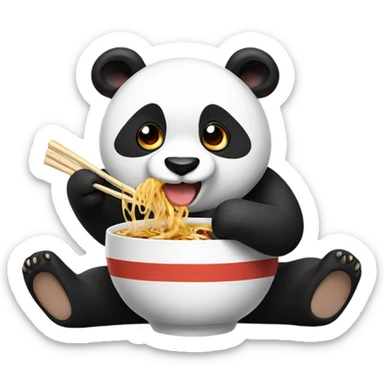 Panda eating Ramen sticker