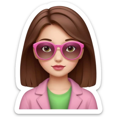 a beautiful, fair-skinned girl with brown hair who likes shades of pink, green, and brown sticker
