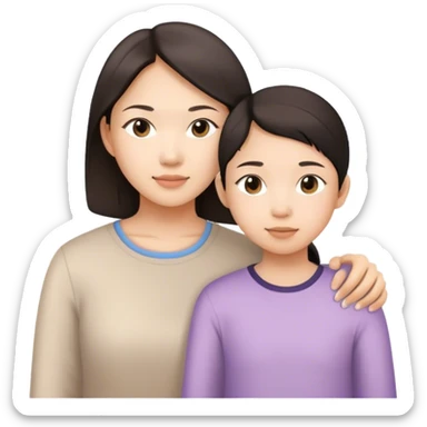 Asian Young mother with 11 years old Asian daughter  sticker