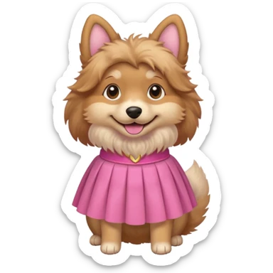 a dog with a pink skirt sticker