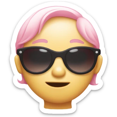 Baby pink smirking face emoji with sunglasses sticker