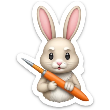 Crea un emoji de un conejo enojado con una arma sticker