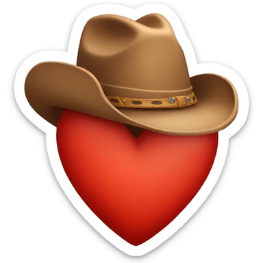 red heart with cowboy hat on top sticker