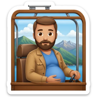 A cableway with a pregnant man inside sticker