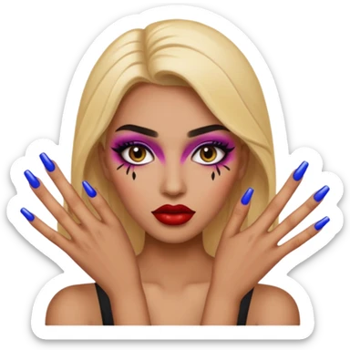 A baddie emoji with makeup and nails sticker