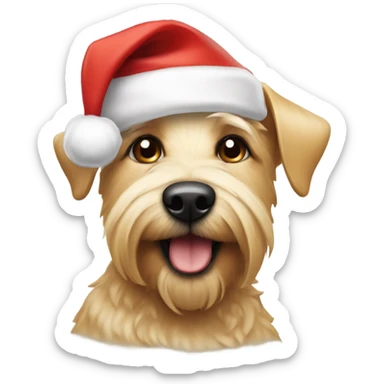 Blonde terrier with Santa hat sticker