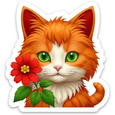 Cat and flower sticker