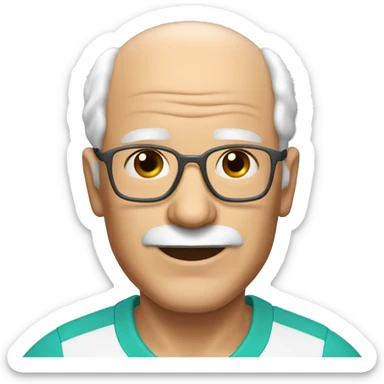 65 year old man playing tennis balding white no mustache  sticker