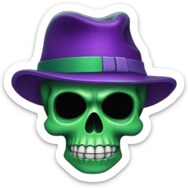 green skull with a purple hat sticker