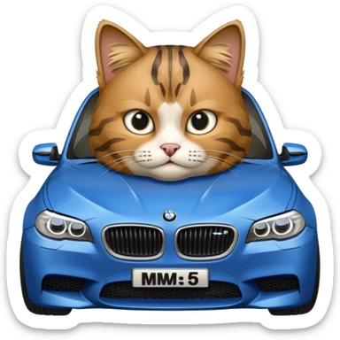 kedi bir bmw m5 kullanıyor sticker
