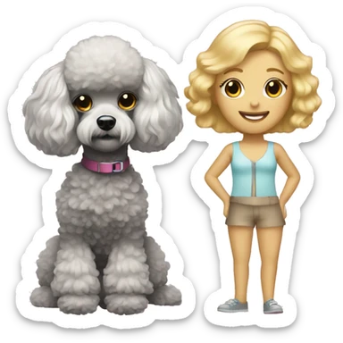 toy poodle and blonde girl sticker