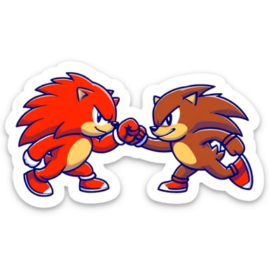 Sonic the Hedgehog and Knuckles the Echidna fist bumping sticker