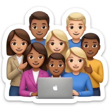 video meeting via laptop smiling people  sticker