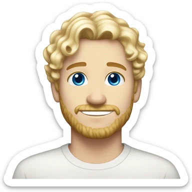 full body light curl blonde 30yo man blue eyed pale skin sticker