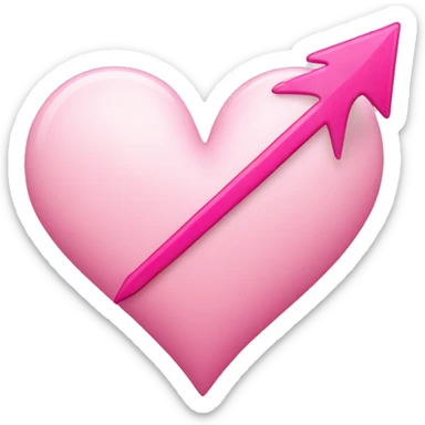 A white heart with a pink arrow diagonally through it sticker
