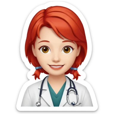 doctors wirh red hairclips sticker