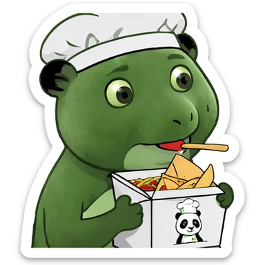 Baby panda eating Panda Express sticker
