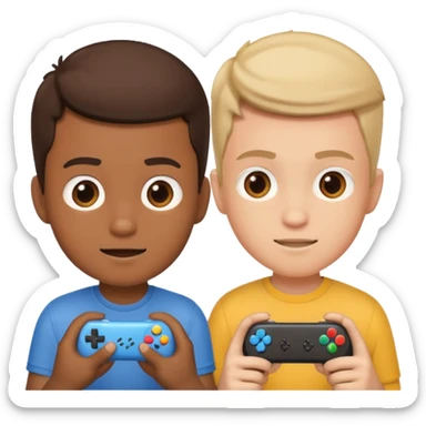 two brothers playings videogames sticker