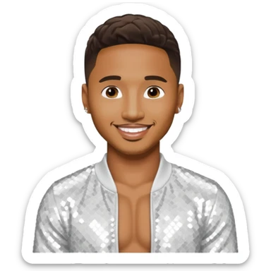 Trey Songz with white sequin outfit sticker