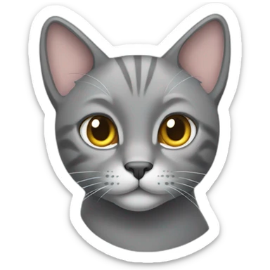Grey cat with one ear clipped sticker