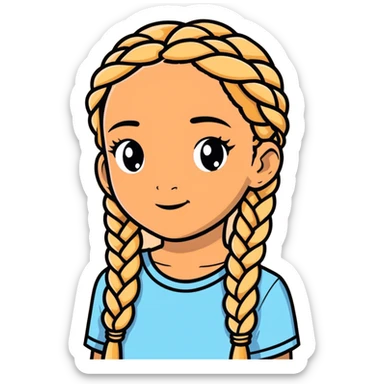 Girl medium tan with blonde braids  sticker