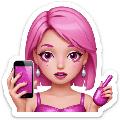 glitter pink girl naughty selfie sticker