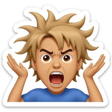Boy screaming ripping his hair out  sticker
