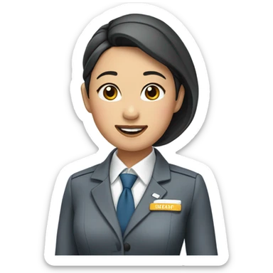 Asian flight attendant with scarf sticker