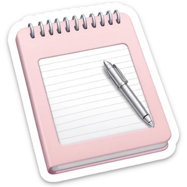 Pale pink notepad with pen sticker