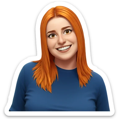 smiling girl with orange hair sticker