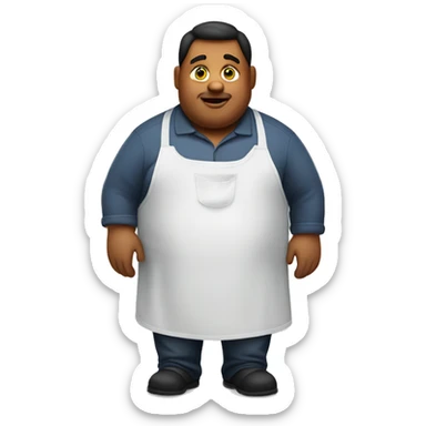 Obese male in kitchen apron sticker