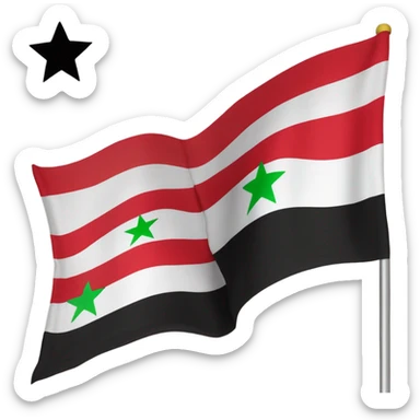 Drapeau Syrie libre avec du vert en haut au milieu du balanc avec 3 étoiles en rouge et en bas du noir  sticker