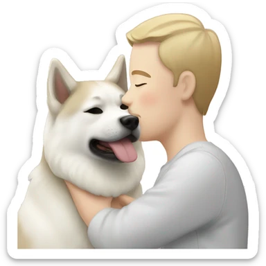 Me with white Akita kissing  sticker