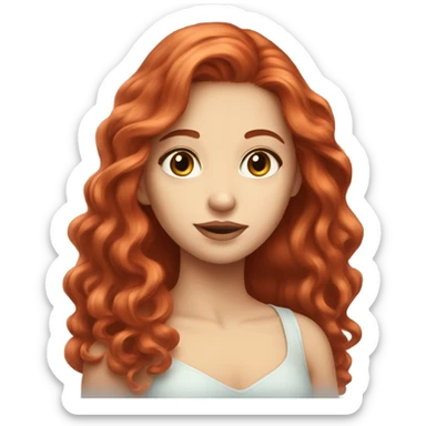 Beautiful face long red hair flowy girly girl sticker