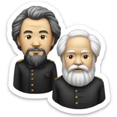 Li Hongzhi and Karl Marx, two human mentors, arm in arm sticker