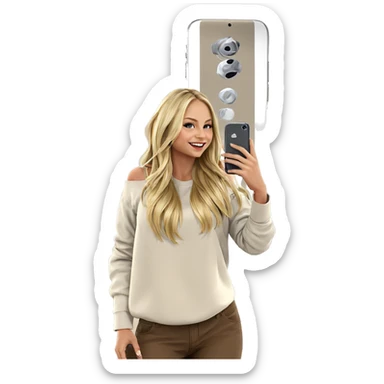 blonde girl with smartphone smiling sticker