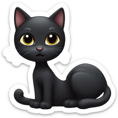 Black cat cute sticker