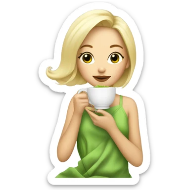 girl with blonde hair sipping green tea at the spa sticker