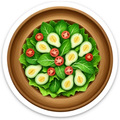 bowl de madera en su interior ensalada verde saludable con vista desde arriba sticker