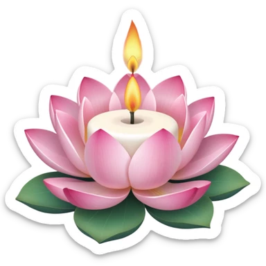 a lotus flower, next to a candle symbolizing a spa sticker