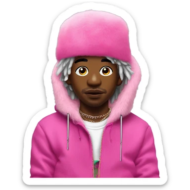 lil uzi vert face piercings with pink fur hat sticker