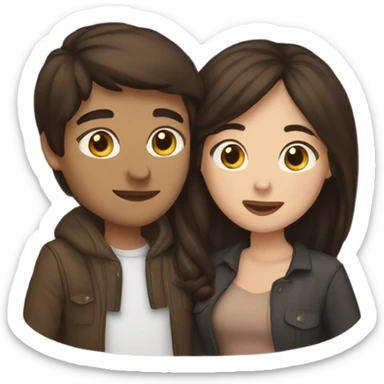 Brunette couple kissing each other sticker